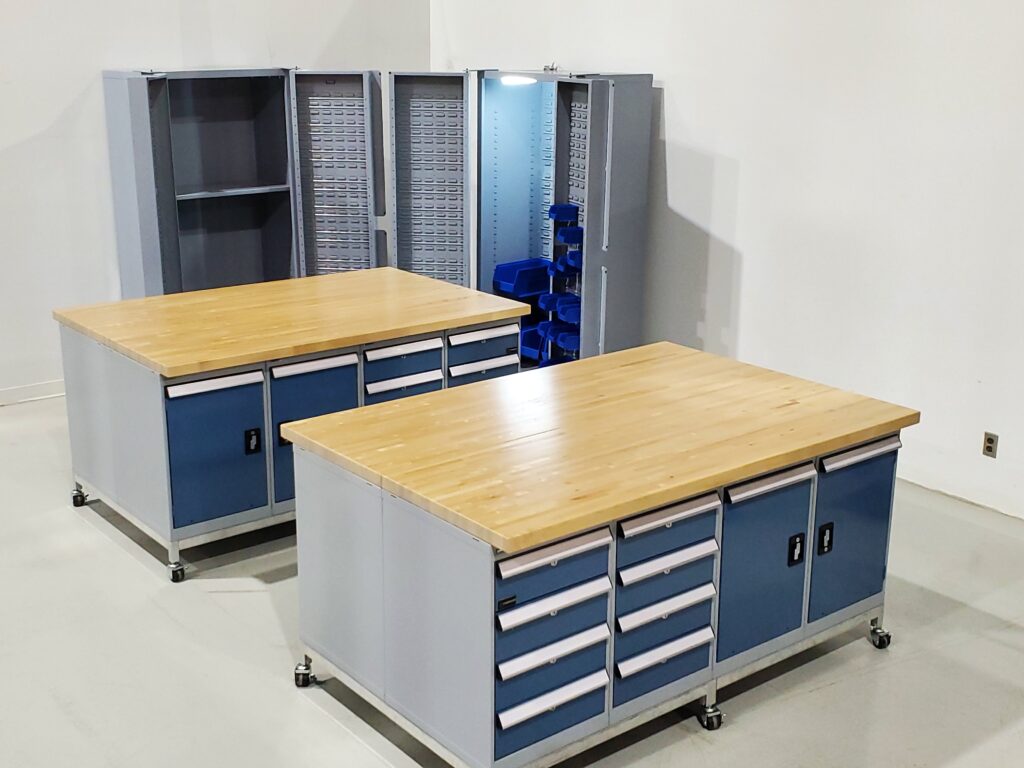 workbenches and cabinets
